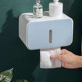 Wall Mounted Toilet Paper Holder PS ABS Waterproof Roll Paper Tissue Storage Box Bathroom Accessories Blue - Top-Down View