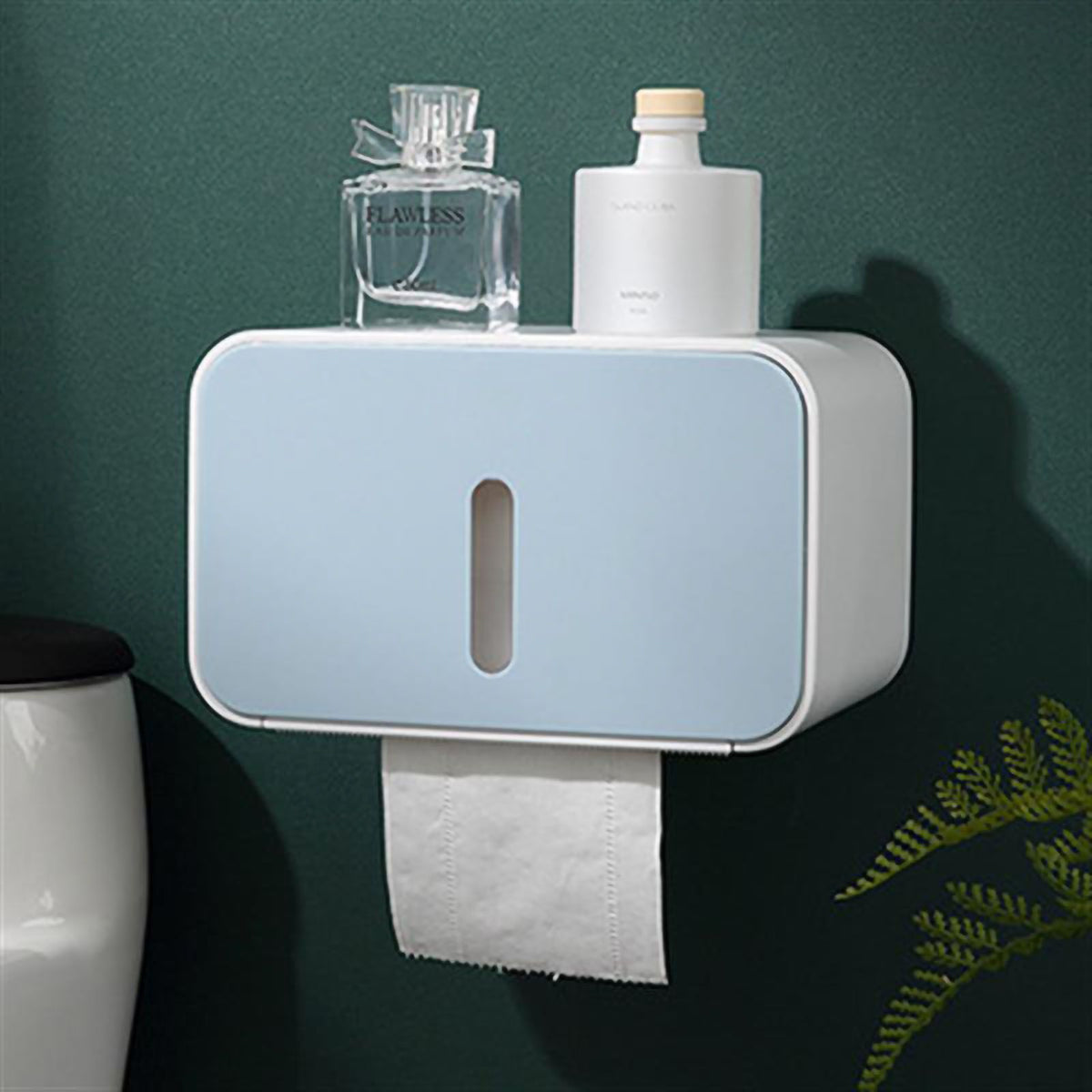 Wall Mounted Toilet Paper Holder PS ABS Waterproof Roll Paper Tissue Storage Box Bathroom Accessories Blue