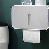 Wall Mounted Toilet Paper Holder PS ABS Waterproof Roll Paper Tissue Storage Box Bathroom Accessories Gray