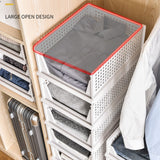 Stackable Storage Basket Plastic Large Open Drawer Wardrobe Cloth Container for Bedroom Living Room Offwhite