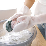 Dishwashing Scrubber Gloves Non Slip Waterproof Reusable Cleaning Scrubber Gloves Wear Resistant for Kitchen Gray - Front View