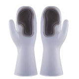 Dishwashing Scrubber Gloves Non Slip Waterproof Reusable Cleaning Scrubber Gloves Wear Resistant for Kitchen Gray