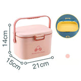 Medicine Box Pill Storage Case Sewing Tin Container PP 2 Layer Portable for Home Office Pink