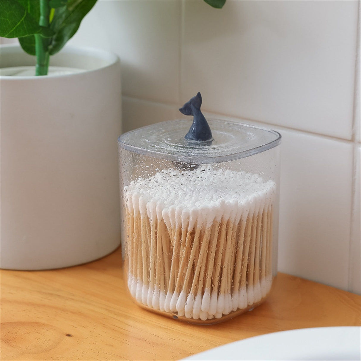 Bathroom Containers Multifunction Transparent Cotton Swabs Storage Canister with Lid for Home Whale