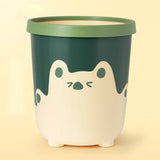 Trash Can Wastebasket Recycle Bin Cute Bear Pattern Large Capacity for Bathroom Bedroom Kitchen Living Room Small Yellow