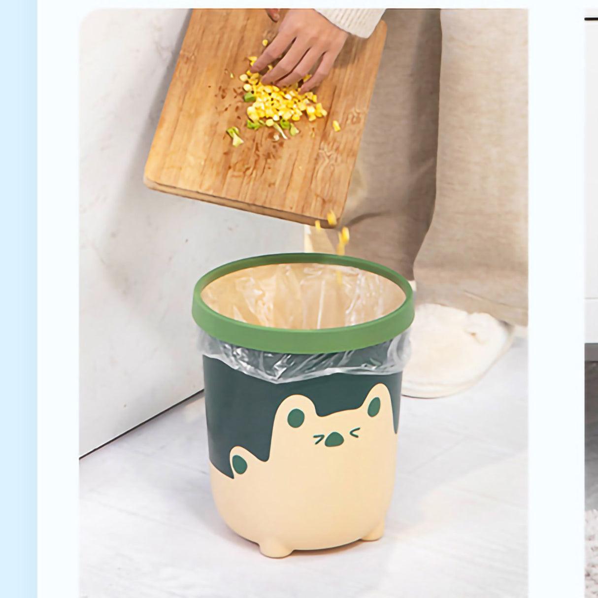 Trash Can Wastebasket Recycle Bin Cute Bear Pattern Large Capacity for Bathroom Bedroom Kitchen Living Room Small Yellow