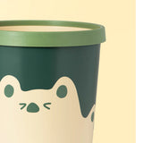 Trash Can Wastebasket Recycle Bin Cute Bear Pattern Large Capacity for Bathroom Bedroom Kitchen Living Room Small Yellow