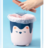 Trash Can Wastebasket Recycle Bin Cute Bear Pattern Large Capacity for Bathroom Bedroom Kitchen Living Room Small Pink
