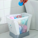 Plastic Garbage Can Expandable Trash Bag Holder Large Capacity for Kitchen Bathroom Pale Grey - Side View