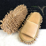 Floor Slippers Lazy Open Toed Mop Slipper Home Use Soft Pure Color Cleaning Slipper Beige M 39-41