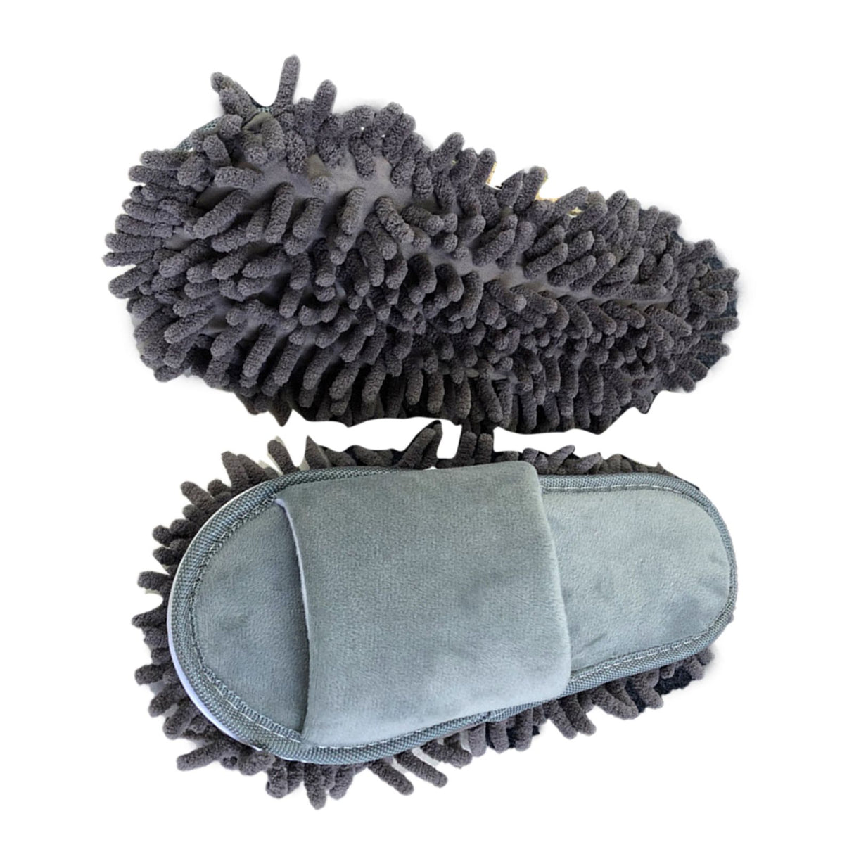 Floor Slippers Lazy Open Toed Mop Slipper Home Use Soft Pure Color Cleaning Slipper Grey M 39-41