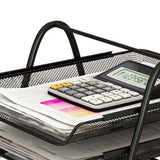 Office Desk Document Tray Mesh Bracket Paper Letter Shelf Holder Black Metal for Home Study School 2 Layers
