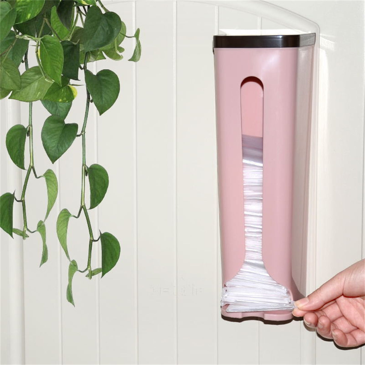 2PCS Wall Mounted Garbage Bag Storage Rack Back Adhesive Organizer Professional for Kitchen Pink 31x10x10cm / 12.2x3.9x3.9in
