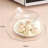 Geometric Microwave Splatter Cover Food Plate Lid with Steam Vents Handle Dustproof for Tray Pan Bowl White