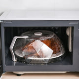 Geometric Microwave Splatter Cover Food Plate Lid with Steam Vents Handle Dustproof for Tray Pan Bowl White