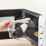 Geometric Microwave Splatter Cover Food Plate Lid with Steam Vents Handle Dustproof for Tray Pan Bowl White