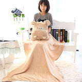 Plush Cushion Pillow Air Conditioning Blanket Cute Mouse Appearance Multifunctional Blanket Throw Pillow Beige 7318 About 100x80cm