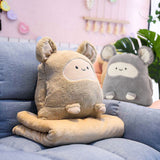 Plush Cushion Pillow Air Conditioning Blanket Cute Mouse Appearance Multifunctional Blanket Throw Pillow Beige 7318 About 100x80cm - 45-Degree Angle