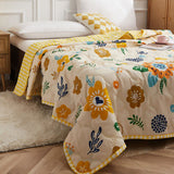 Summer Air Conditioner Quilt Machine Washable Soft Breathable Portable Air Conditioner Blanket Summer Comforter Sunflower Open 150x200cm - Side View