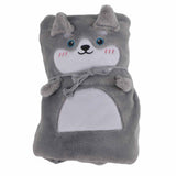 Flannel Blanket Cute Animal Shape Soft Skin Friendly Portable Nap Blanket for Sofa Bed Office Dormitory Husky 80x100cm / 31.5x39.4in