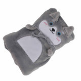 Flannel Blanket Cute Animal Shape Soft Skin Friendly Portable Nap Blanket for Sofa Bed Office Dormitory Husky 80x100cm / 31.5x39.4in