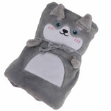Flannel Blanket Cute Animal Shape Soft Skin Friendly Portable Nap Blanket for Sofa Bed Office Dormitory Husky 80x100cm / 31.5x39.4in - Top-Down View