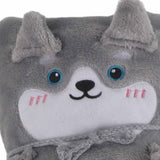 Flannel Blanket Cute Animal Shape Soft Skin Friendly Portable Nap Blanket for Sofa Bed Office Dormitory Husky 80x100cm / 31.5x39.4in - 45-Degree Angle