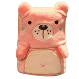 Flannel Blanket Cute Animal Shape Soft Skin Friendly Portable Nap Blanket for Sofa Bed Office Dormitory Pink Bear 80x100cm / 31.5x39.4in