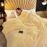 Air Conditioner Quilt Double Sided Soft Comfortable Cat Feeling Cut Flowers Portable Summer Cool Blanket for Office Sofa lemon Yellow 70x100cm/27.6x39.4in