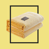 Air Conditioner Quilt Double Sided Soft Comfortable Cat Feeling Cut Flowers Portable Summer Cool Blanket for Office Sofa lemon Yellow 70x100cm/27.6x39.4in - Front View