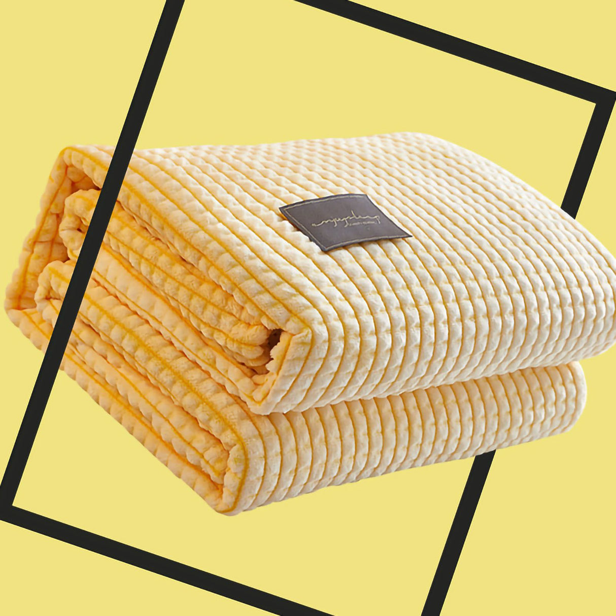 Air Conditioner Quilt Double Sided Soft Comfortable Cat Feeling Cut Flowers Portable Summer Cool Blanket for Office Sofa lemon Yellow 70x100cm/27.6x39.4in
