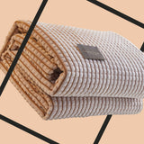 Air Conditioner Quilt Double Sided Soft Comfortable Cat Feeling Cut Flowers Portable Summer Cool Blanket for Office Sofa Khaki 70x100cm/27.6x39.4in - Side View