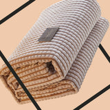 Air Conditioner Quilt Double Sided Soft Comfortable Cat Feeling Cut Flowers Portable Summer Cool Blanket for Office Sofa Khaki 70x100cm/27.6x39.4in - Top-Down View