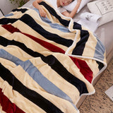 Throw Blanket Cartoon Pattern Thickened Air Conditioning Blanket for Home Bedroom Office Travel Stripes 150x200cm / 59.1x78.7in