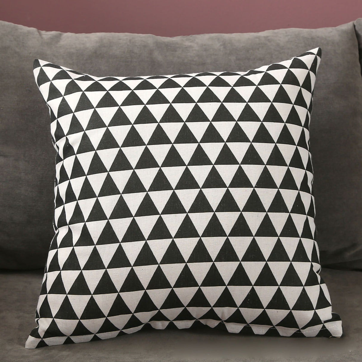 Home Pillow Case Sofa Cushion Accessories Linen Nordic Style Daily Use Home Textiles Black Triangle 45x45