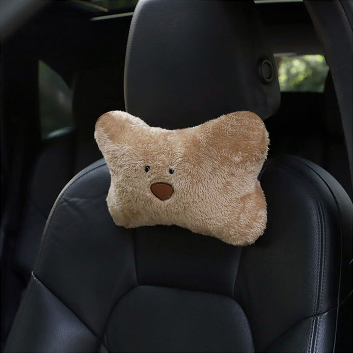 Car Pillow Cute Bear Style Plush Material Soft Comfortable Relieving Stress Car Interior Supplies for Drivers Arm Bear Headrest Brown
