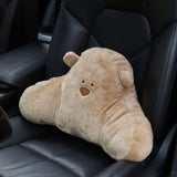 Car Pillow Cute Bear Style Plush Material Soft Comfortable Relieving Stress Car Interior Supplies for Drivers Arm Bear Brown Waist Support