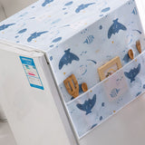 Refrigerator Dust Cover PEVA Home Water and Oil Proofing Refrigerator Cover Towel for Kitchen Happy Sea 130x55cm/51.2x21.7in - Side View