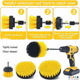 Electric Drill Brush Head Labor Saving Efficient Drill Brush Attachment Set for Kitchen Bathroom Yellow 4 Piece Set