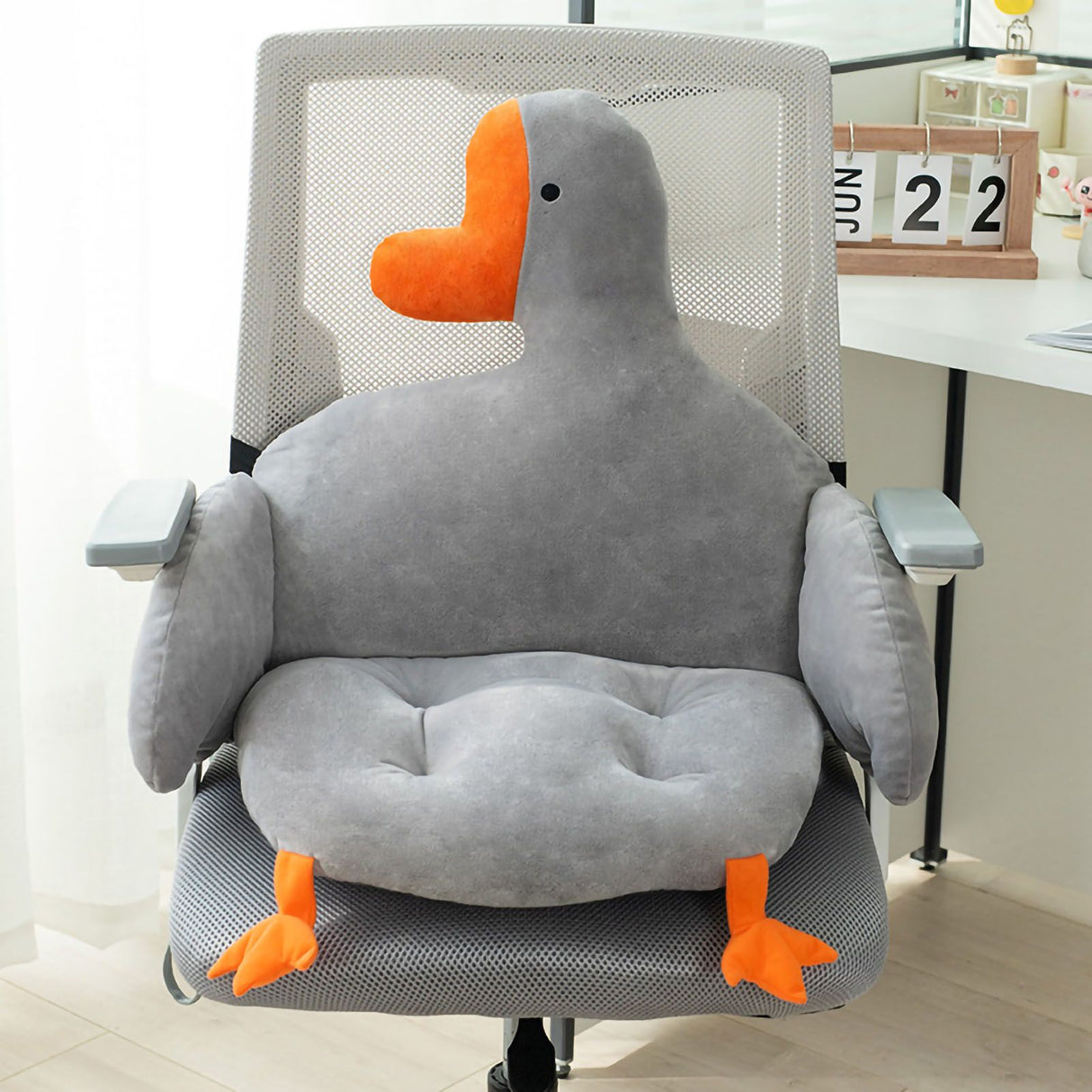 Office Cushion Soft Comfortable Strap Design Goose Shape One Piece Home Cushion for Students Adults Grey 80x40cm / 31.5x15.7in
