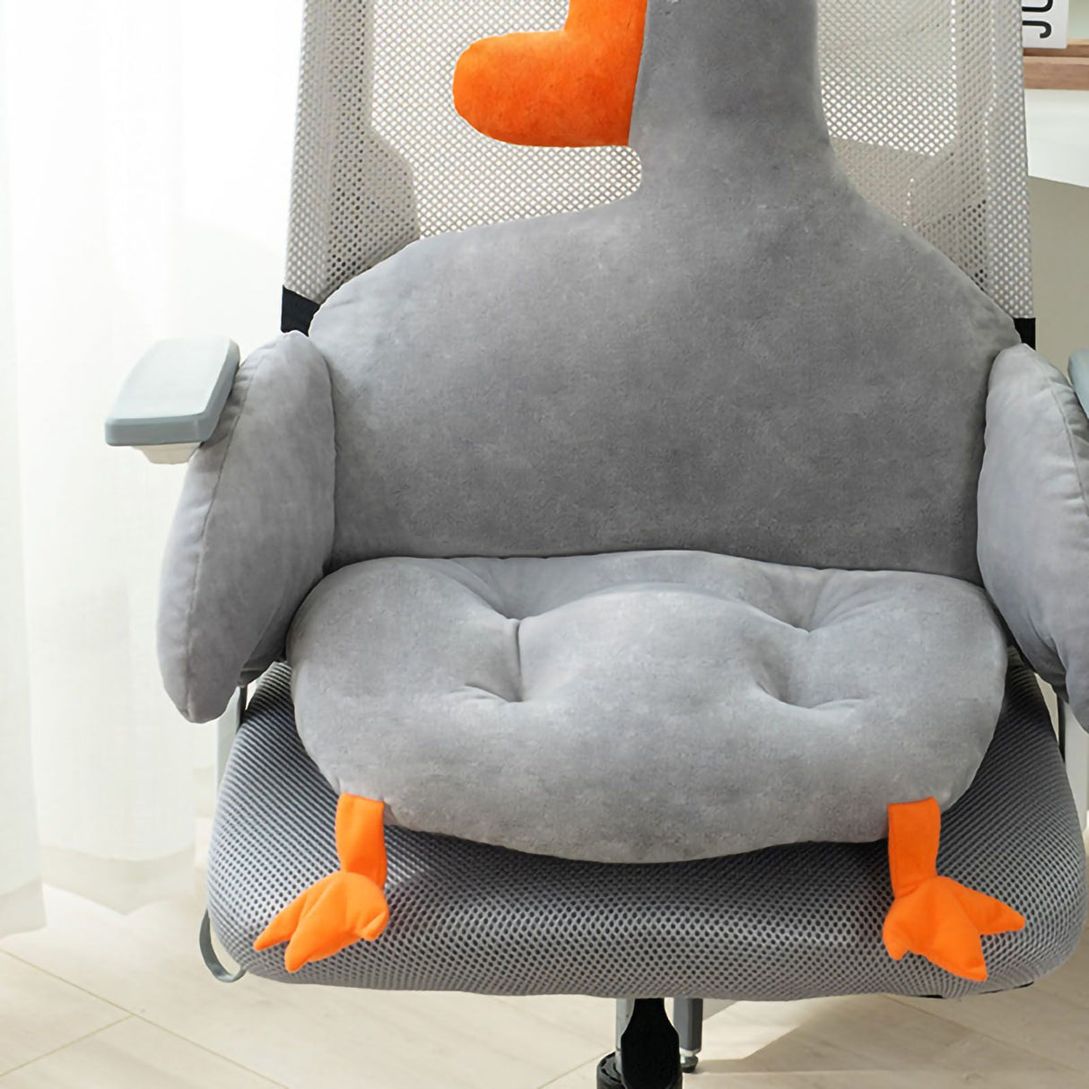 Office Cushion Soft Comfortable Strap Design Goose Shape One Piece Home Cushion for Students Adults Grey 80x40cm / 31.5x15.7in