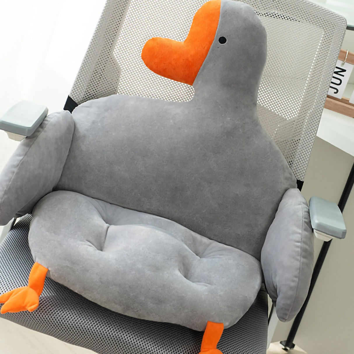 Office Cushion Soft Comfortable Strap Design Goose Shape One Piece Home Cushion for Students Adults Grey 80x40cm / 31.5x15.7in