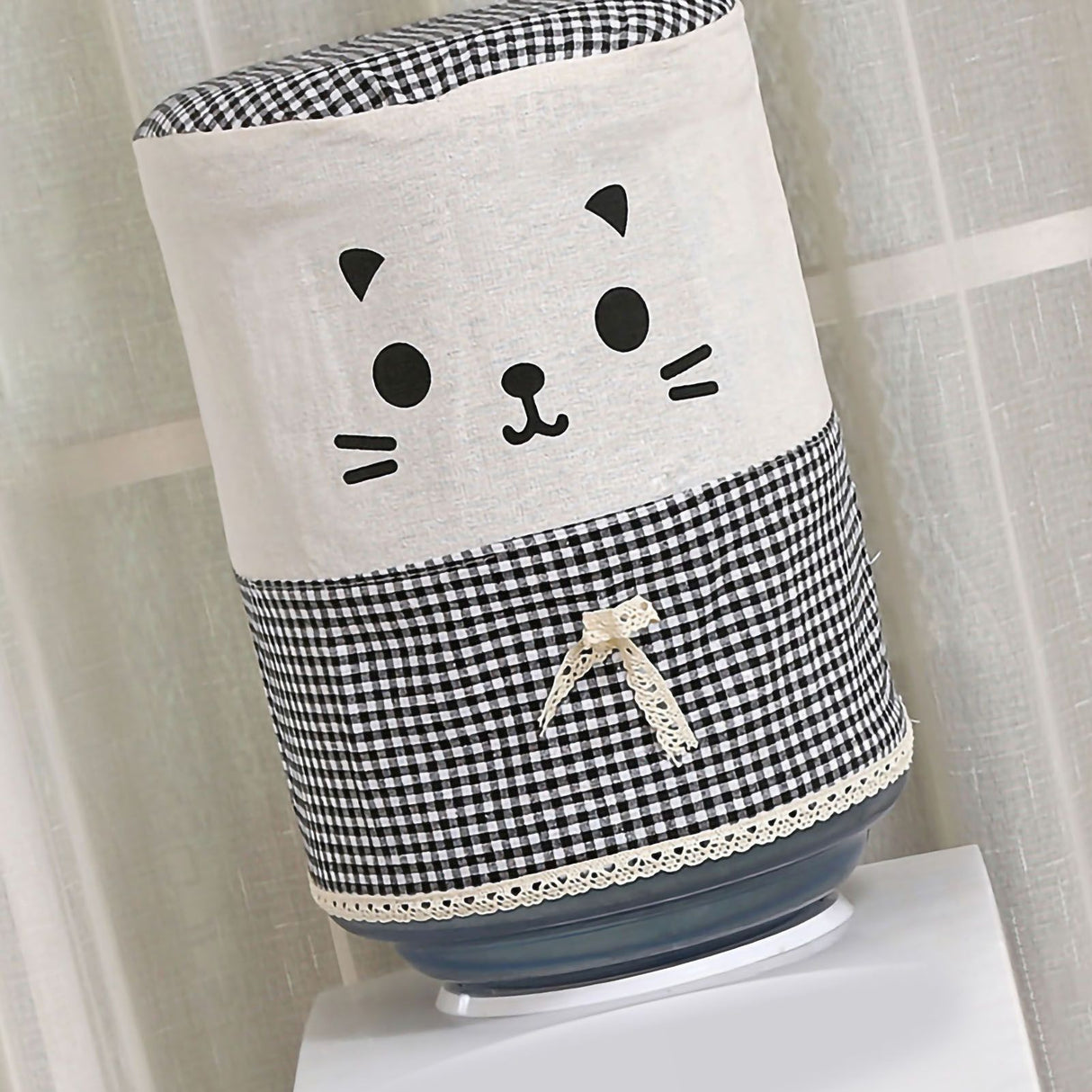Water Dispenser Bucket Cover Reusable Water Dispenser Barrel Dust Cover Cute for Home Office Cat Black Height 34cm/13.39in X Diameter 28cm/11.02in