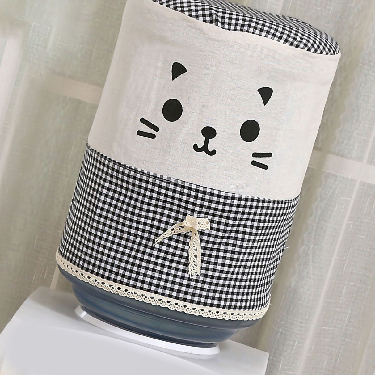 Water Dispenser Bucket Cover Reusable Water Dispenser Barrel Dust Cover Cute for Home Office Cat Black Height 34cm/13.39in X Diameter 28cm/11.02in