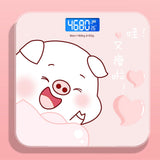 Digital Weight Scale Tempered Glass Smart Accurate Measurement Digital Weight Scale for Home Use Sticker Pink Pig 26x26cm / 10.2x10.2in Battery Model