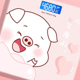 Digital Weight Scale Tempered Glass Smart Accurate Measurement Digital Weight Scale for Home Use Sticker Pink Pig 26x26cm / 10.2x10.2in Battery Model