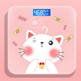 Digital Weight Scale Tempered Glass Smart Accurate Measurement Digital Weight Scale for Home Use LCD Candy Cat 26x26cm / 10.2x10.2in Battery Model