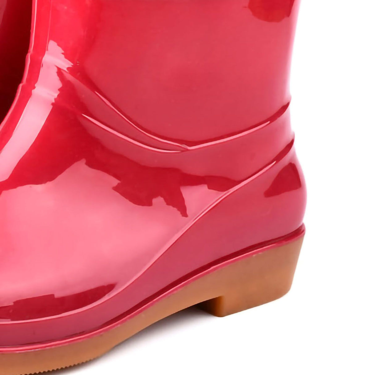 Womens Rain Boots Fashion Antiskid Short Rain Boot Round Head Radian PVC Plastic Rain Boots Red 37