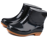Womens Rain Boots Fashion Antiskid Short Rain Boot Round Head Radian PVC Plastic Rain Boots Black 38