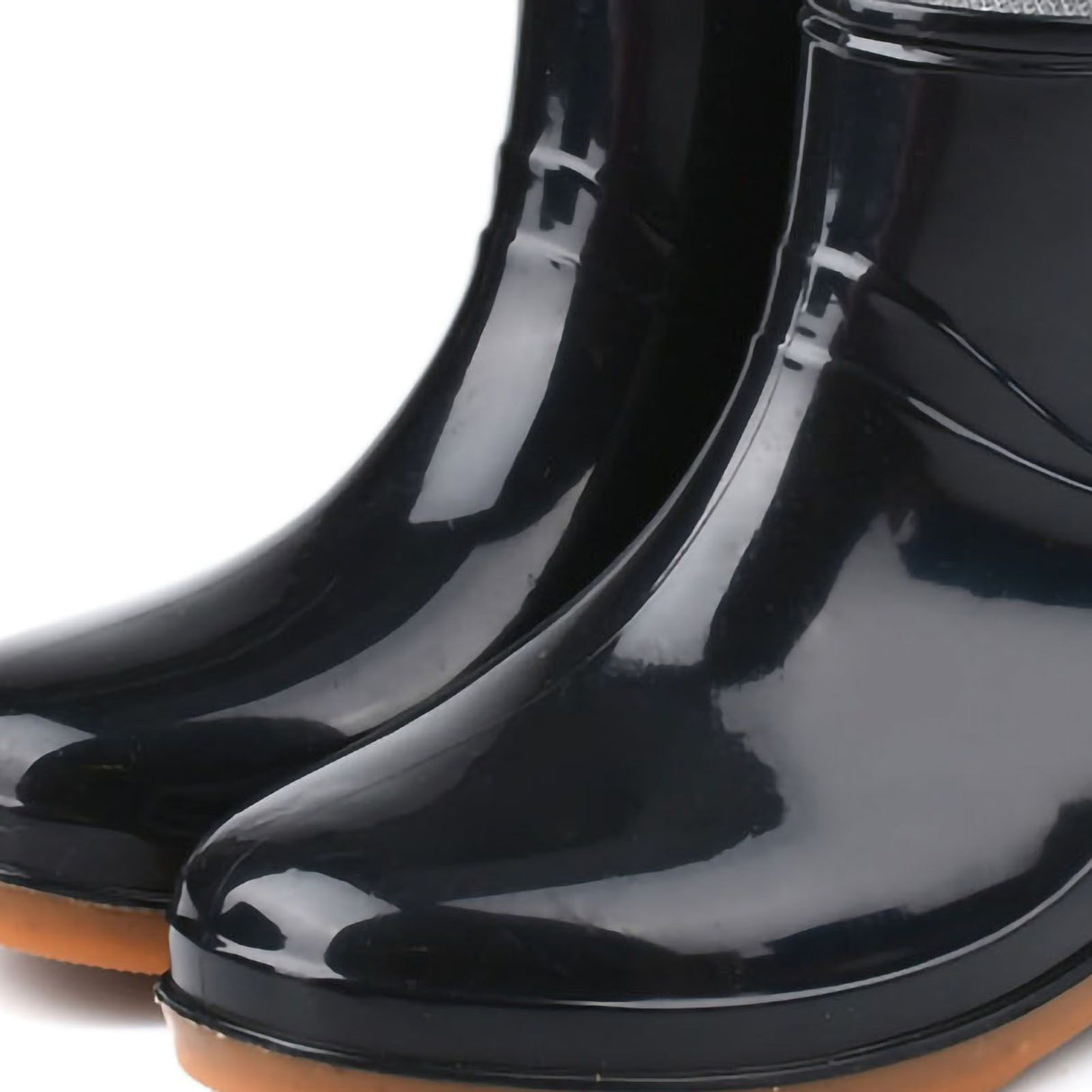 Womens Rain Boots Fashion Antiskid Short Rain Boot Round Head Radian PVC Plastic Rain Boots Black 38